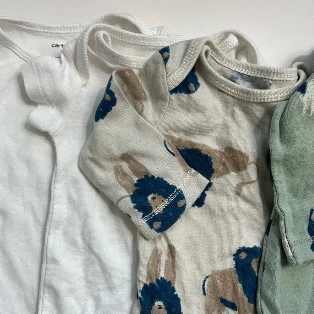 Carters • 4 Pack Onesies Animal Print Beige Green White